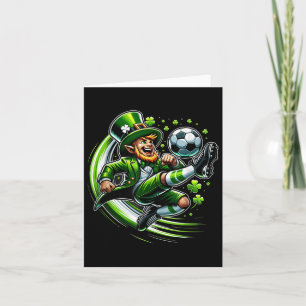 St Patricks Day Sports Leprechaun Playing Soccer B Card