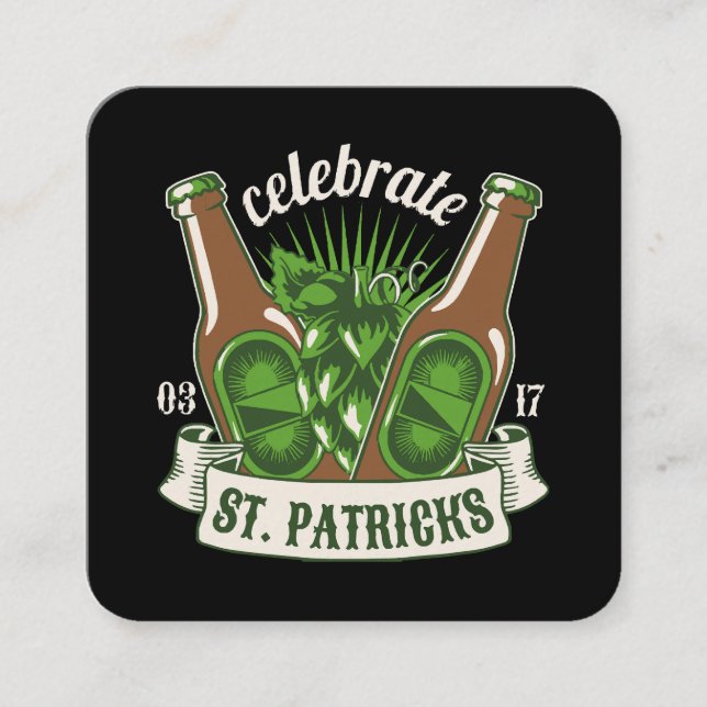 St patricks day square business card (Front)