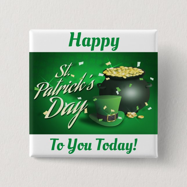 St. Patrick's Day Square Button (Front)