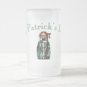 St Patricks Day Stained Glass Window Design Frosted Glass Beer Mug