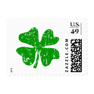 St Patricks Day stamps with green shamrock clover
