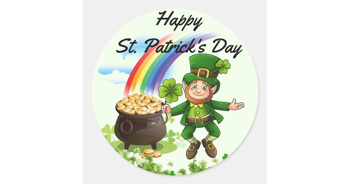 St. Patrick's Day Stickers Leprechaun Rainbow | Zazzle
