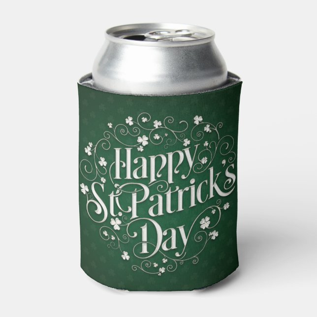 St. Patrick's Day - Swirled Word Art Can Cooler (Can Front)