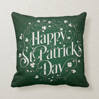 St. Patrick's Day - Swirled Word Art Throw Pillow