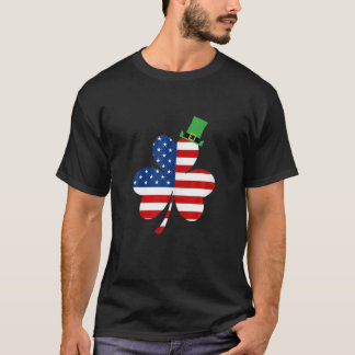 St Patricks Day T , Irish American Flag Shamrock T-Shirt