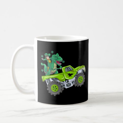 St Patricks Day T Rex Riding Monster Truck Dino   Coffee Mug