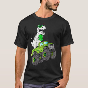 St Patricks Day T Rex Riding Monster Truck Dino To T-Shirt
