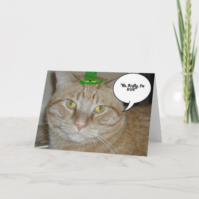 St Patrick's Day Tabby Cat Card (Front)