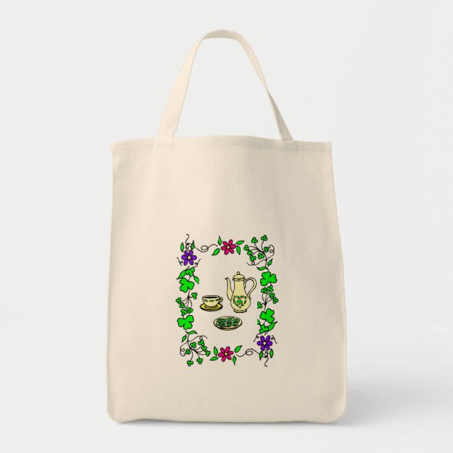 St. Patrick's Day Tea Set Irish Tote Bag (Front)