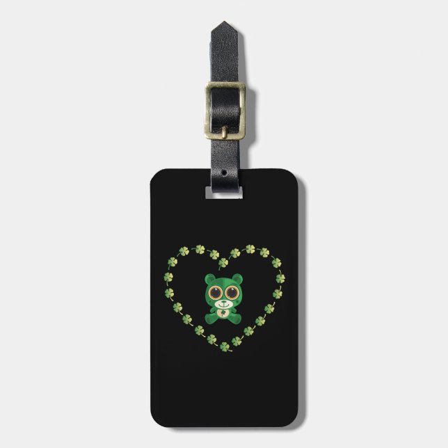 St. Patrick's Day Teddy Bear  Luggage Tag (Front Vertical)