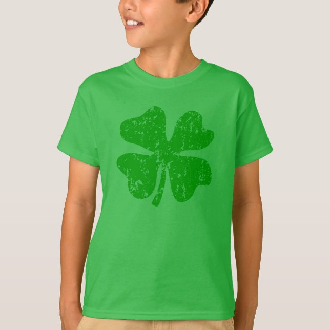 St Patricks Day tee for children | Green shamrock (Front)