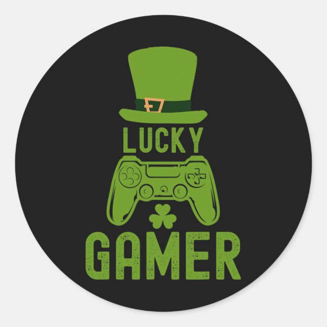 St Patricks Day Tee Shamrock St Patrick Lucky Game Classic Round Sticker (Front)