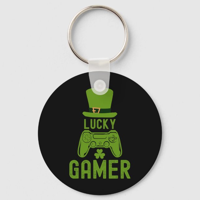 St Patricks Day Tee Shamrock St Patrick Lucky Game Keychain (Front)