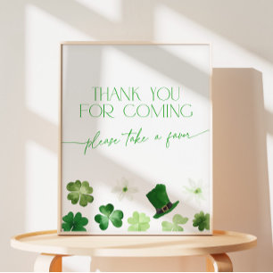 St. Patricks Day Thank You for Coming Favors Pedestal Sign