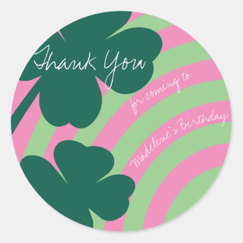 St Patricks Day Thank You Shamrock Rainbow Party Classic Round Sticker
