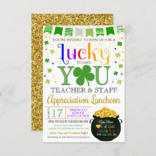 St. Patricks Day Themed Teacher Appreciation  Invitation