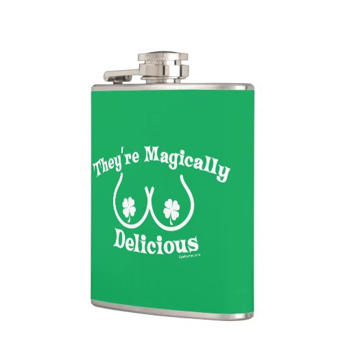 St Patricks Day  Theyre Magically Delicious Hip Flask