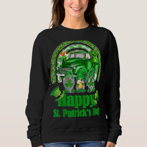 St Patricks Day Three Gnomes Lucky Shamrock Leopa Sweatshirt