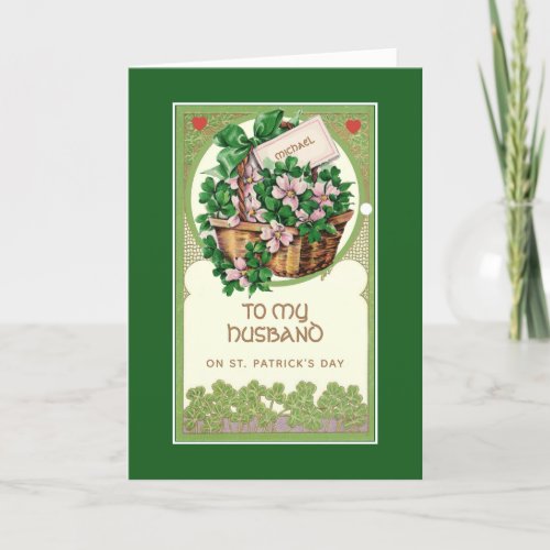 St Patricks Day to Husband Religious Shamrocks Card
