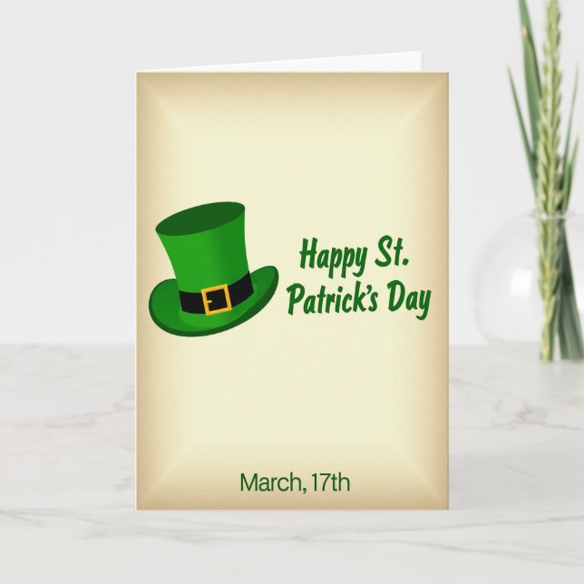 St Patricks Day Top Hat Card (Front)