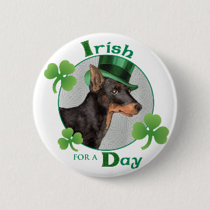 St. Patrick's Day Toy Manchester Terrier Button