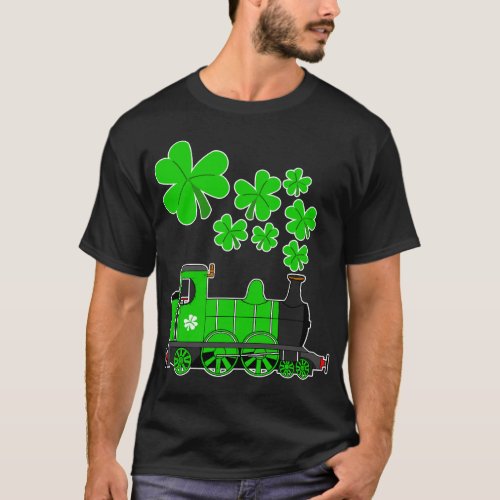 St Patricks Day Train Irish Steam Locomotive Railr T_Shirt