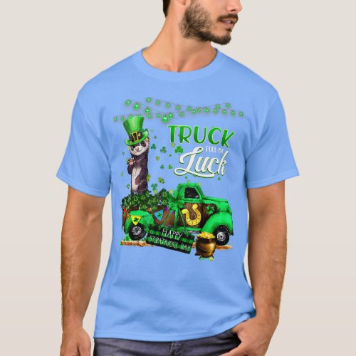 St Patricks Day Truck Ferret Family Shamrock Clove T_Shirt