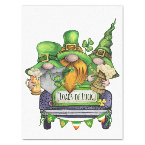 St Patricks Day Truck Gnomes Tissue Paper