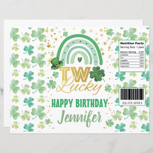 St Patrick's Day Two Lucky Chip Bag Wrapper (Front/Back)