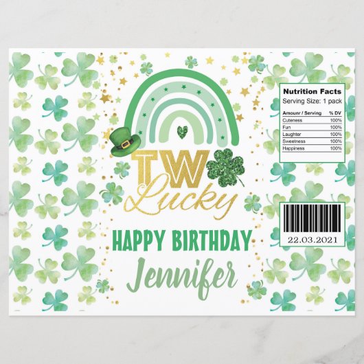 St Patrick's Day Two Lucky Chip Bag Wrapper (Front)