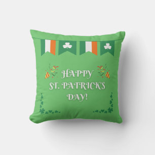 St. Patrick's Day Typography Green Throw Pillow
