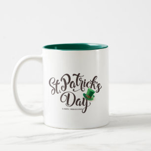 St. Patrick's Day Typography. Leprechaun Hat. Two-Tone Coffee Mug