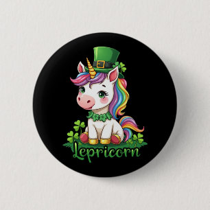 St Patricks Day Unicorn Cute Saint Pattys Girls Button