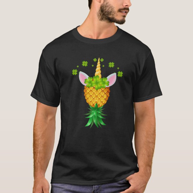 St. Patricks Day Unicorn Leprechaun Upside Down Pi T-Shirt (Front)