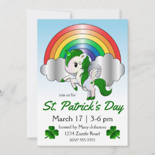 St. Patrick's Day Unicorn Pegasus Invitation