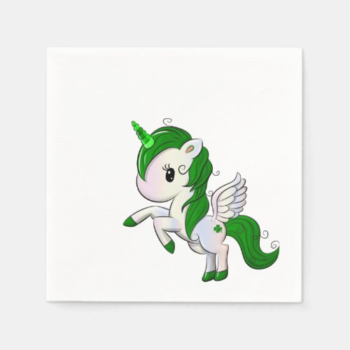 St Patricks Day Unicorn Pegasus Napkins