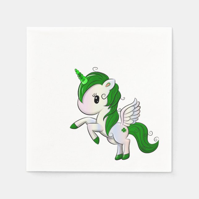 St. Patrick's Day Unicorn Pegasus Napkins (Front)