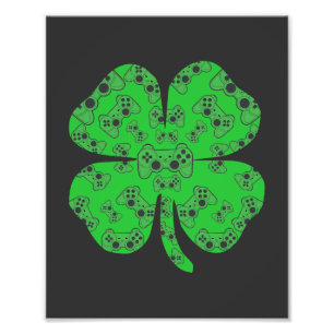 St Patricks Day Video Game Controller Shamrock Photo Print