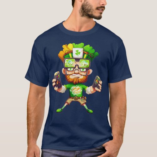 St Patricks Day Video Game Shirt Gamer Leprechaun2
