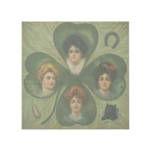 St. Patrick's Day Vintage Clover Lady Luck Art