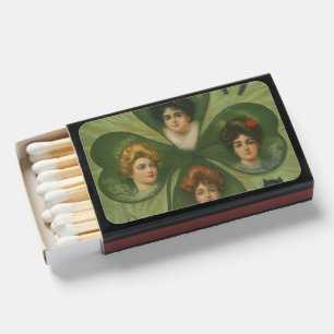 St. Patrick's Day Vintage Clover Lady Luck Art Matchboxes