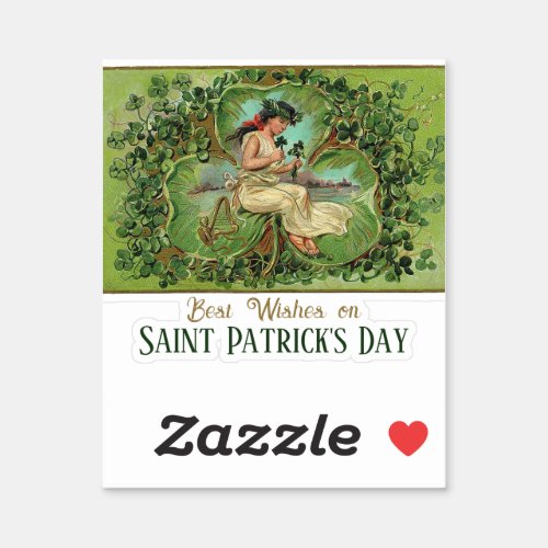St Patricks Day Vintage Girl with Shamrocks  Sticker