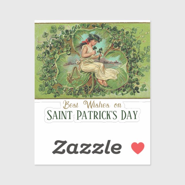 St. Patrick's Day Vintage Girl with Shamrocks  Sticker (Sheet)