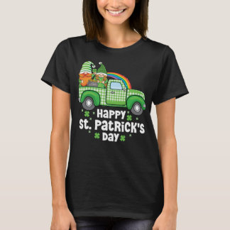 St Patricks Day Vintage Green Truck Gnomies T-Shirt