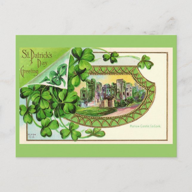 St. Patrick's Day Vintage Ireland Castle Postcard (Front)