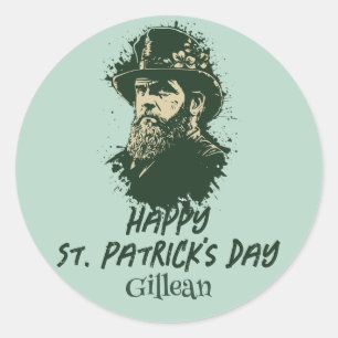 St. Patrick's Day vintage Shamrock personalize Classic Round Sticker