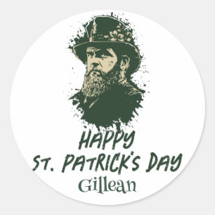 St. Patrick's Day vintage Shamrock personalize Classic Round Sticker