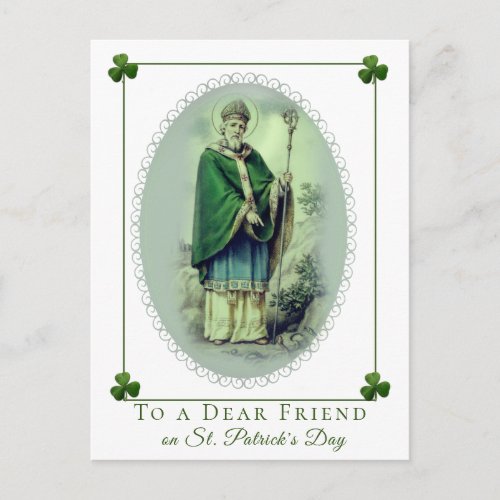 St Patricks Day Vintage shamrock red heart Postcard