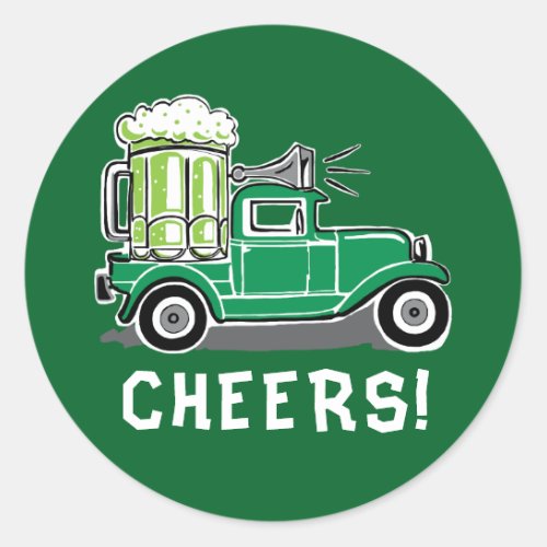 St Patricks Day Vintage Truck Green Beer Classic Round Sticker