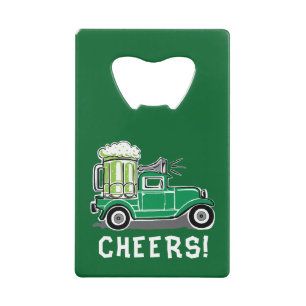 St Patrick's Day Vintage Truck Green Beer Credit Card Bottle Opener